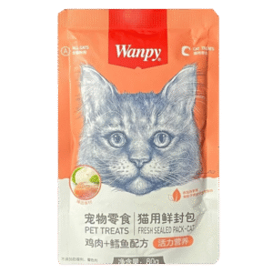 پوچ گربه ونپی مدل مرغ و ماهی وزن 80 گرم